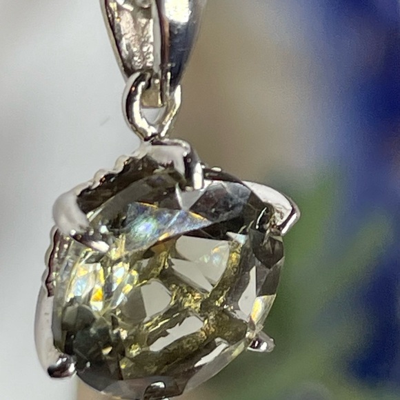 BKGems Brazil Jewelry - 5ct RARE GREEN AMETHYST Pendant Necklace. Silver 925. Earth Mined